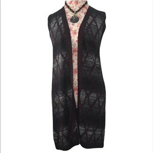 Christopher & Banks Knit Diamond Print Duster Vest